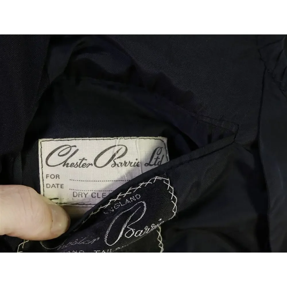 Chester Barrie Savile Row Navy Blue Wool Mohair 2Btn Sharkskin Blazer Jacket 40R